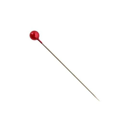 Round Pearl Corsage Pin 40mm Pk/144 - Red